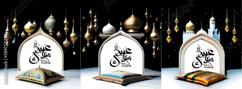 islamic holiday eid al fitr background vector card greeting social media