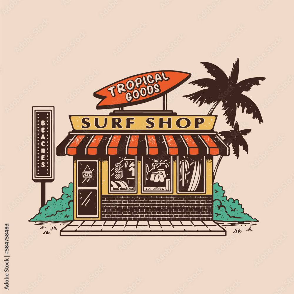 Φωτογραφία surf shop illustration tropical graphic design beach vintage t shirt
