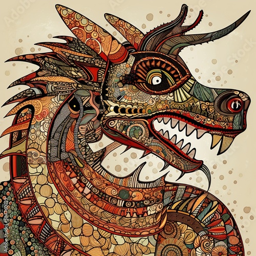 Dragon illustration by art brut style