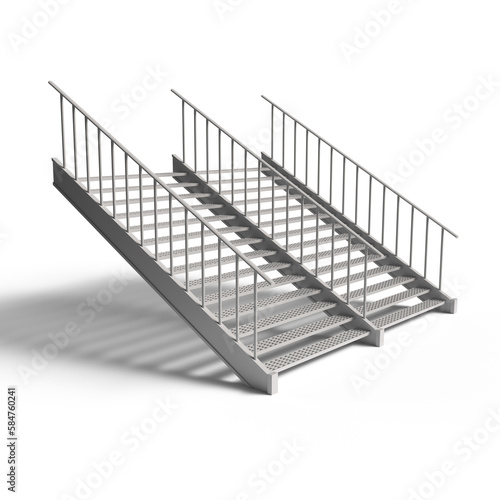 Metal Double Stair Isolated In White Background