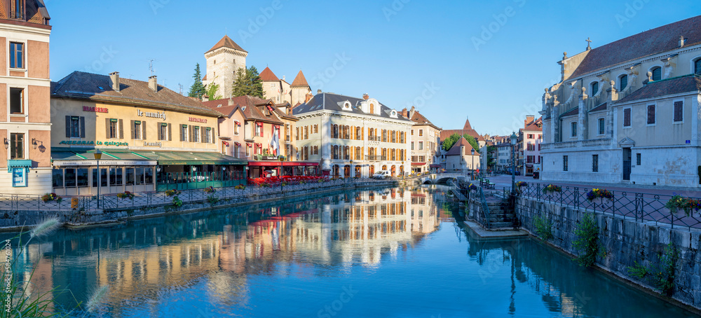 ANNECY, FRANCE - JULY 10, 2022: The old town in the morning light.;