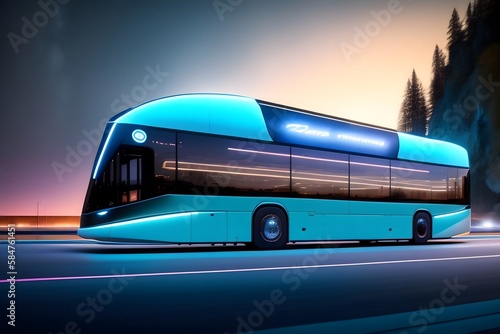  "Electric Dreams: Futuristic Bus on the Night Highway". Generative AI. 
