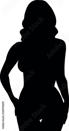 silhouette of a woman sexy pose isolated on white vector illustration hands on hip