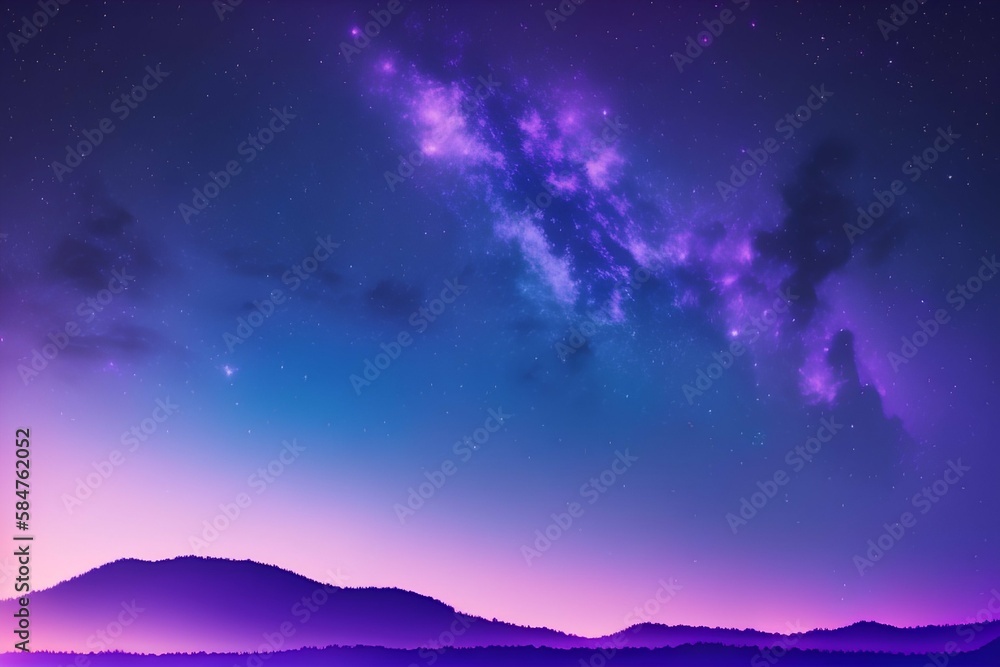 Stars in the night sky, blue and purple background, galaxy - generative ai