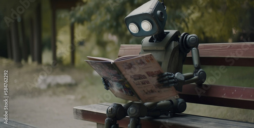 Robot reading book