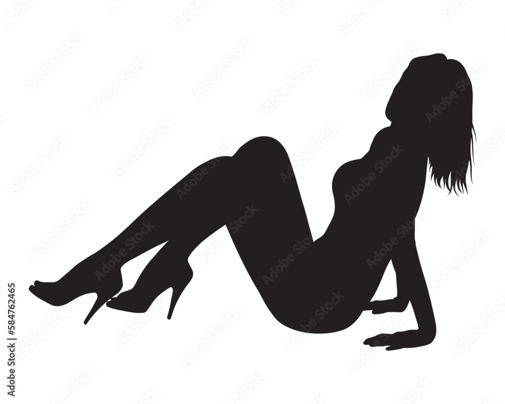 Sexy woman sensual posing silhouette vector. Sexy woman sensual posing silhouette vector.