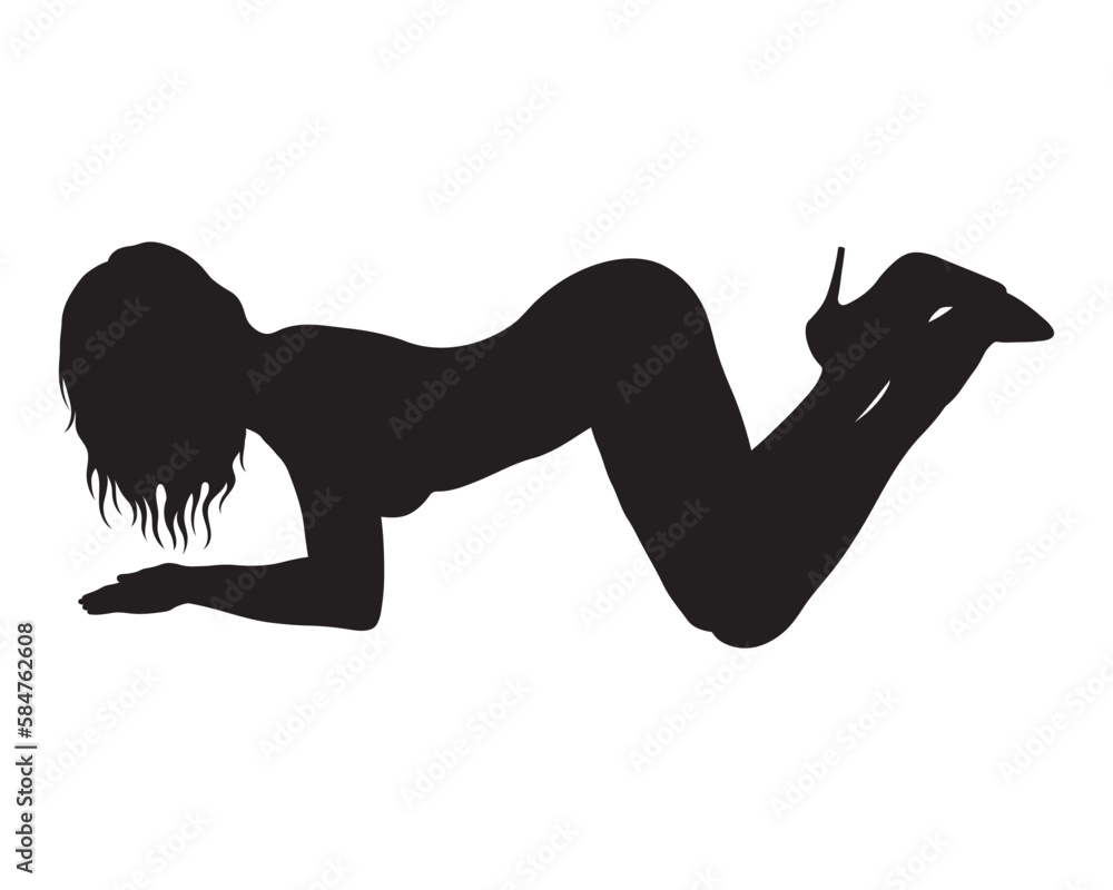 Sexy woman model posing with high heels silhouette vector. Sexy woman model posing with high heels silhouette vector.