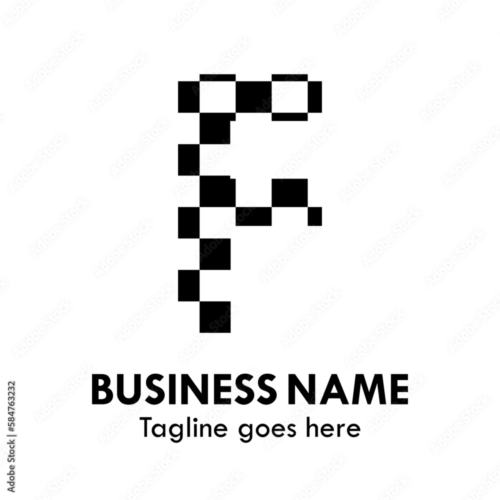letter f with black and white squares. suitable for chess and racing or something else letter f with black and white squares. suitable for chess and racing or something else