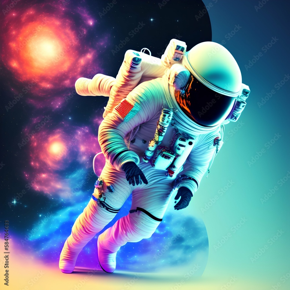 Fototapeta premium The astronaut escapes through the void - generative ai