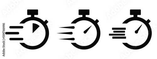 Shortest speed and time limit stopwatch vector icon black and white set material