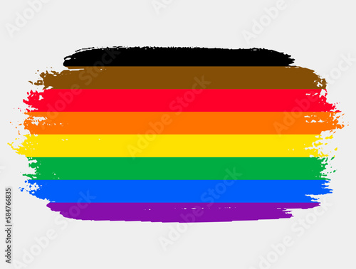 Philly Pride Flag painted with brush on white background. LGBT rights concept. Modern pride parades poster. Vector illustration