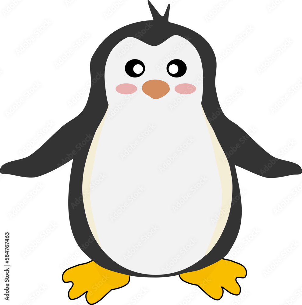 Cute penguin in flat style. Cold winter symbol. Antarctic bird, animal vector illustration. Kids drawing. Cute penguin in flat style. Cold winter symbol. Antarctic bird, animal vector illustration. Kids drawing.