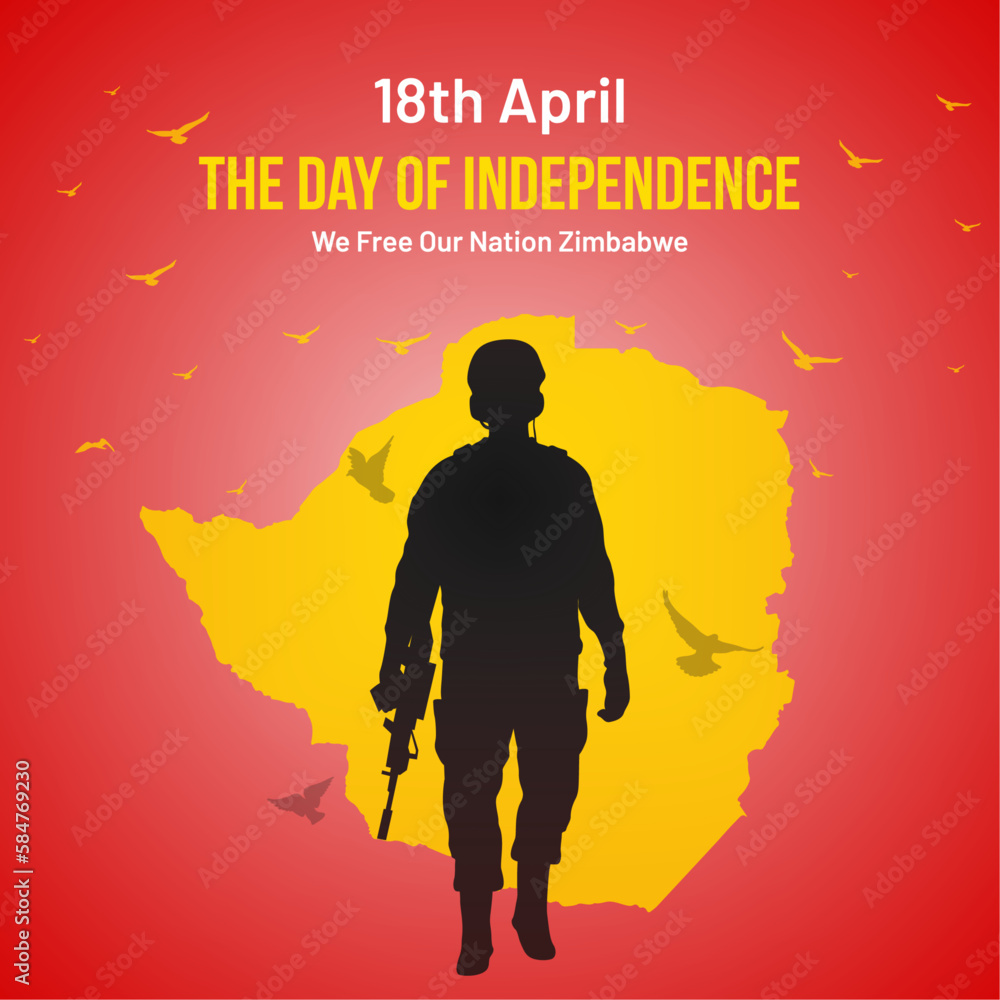 Zimbabwe Independence Day Social Media Post, Greeting Card, Vector