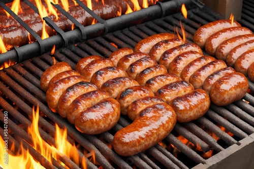 sausage barbecue on a grill, generative art by A.I.