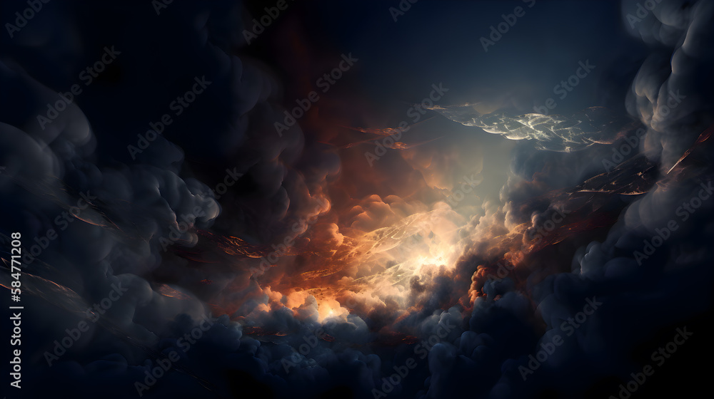 Sky filled with numerous clouds | evoking a sense of awe and wonder, generative ai