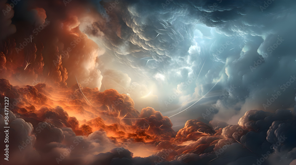 Sky filled with numerous clouds | evoking a sense of awe and wonder, generative ai