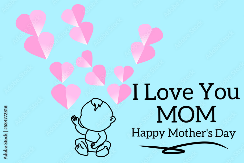 Mother's day greeting card. Mother's Day is celebrated on May 8. Vector banner with background isolated elements. Design for happy mother's day. Vector illustration.