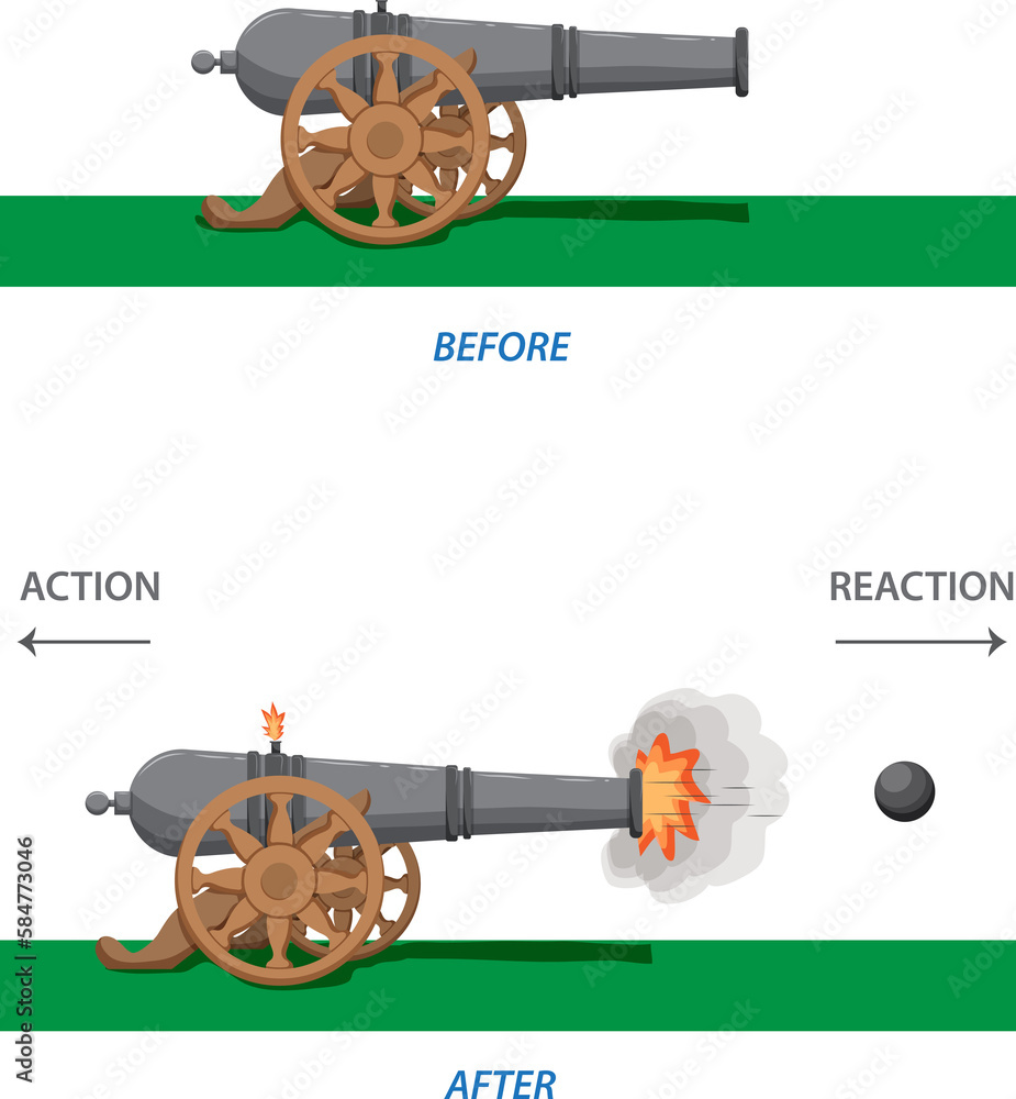 Newton Third Law of Motion Infographic Diagram showing action reaction