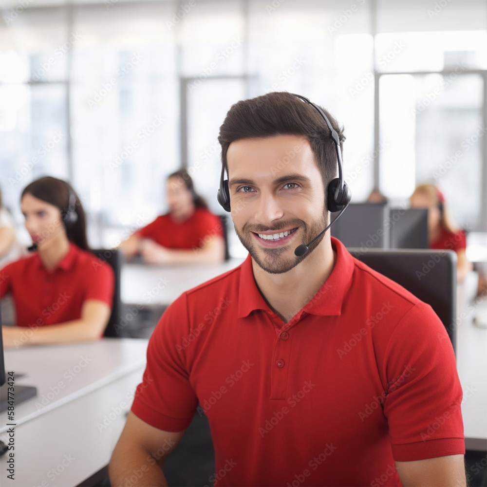 portrait of a smiling operator . generative AI portrait of a smiling operator . generative AI