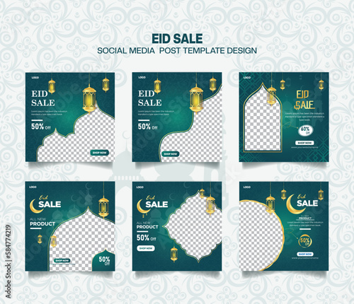 Social media post template design for Ramadhan discount.