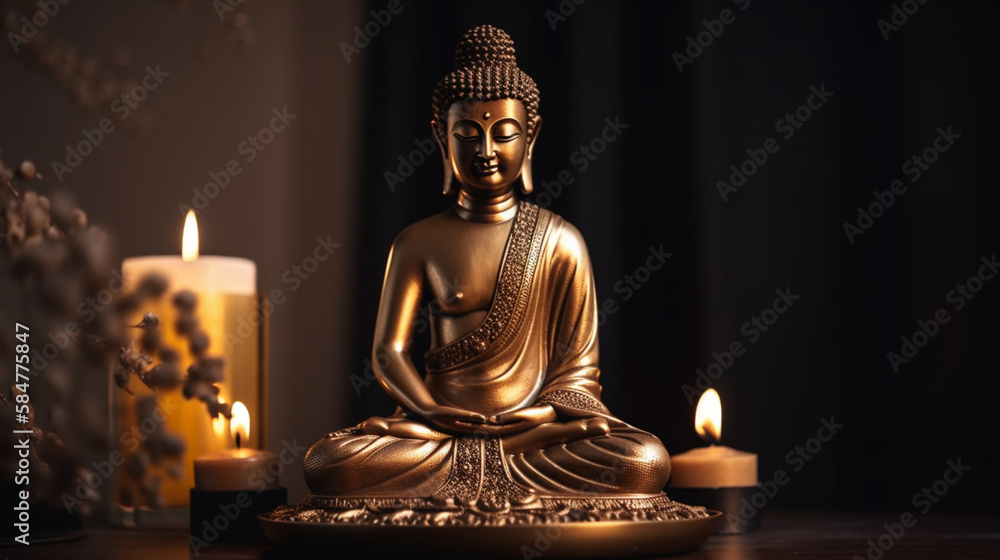 Fototapeta premium golden buddha statue, Generative Ai