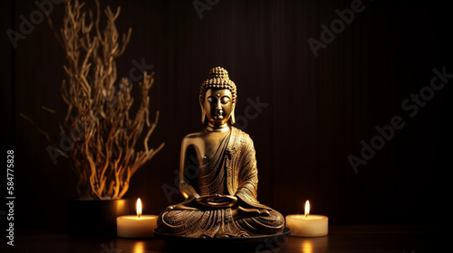 golden buddha statue  Generative Ai