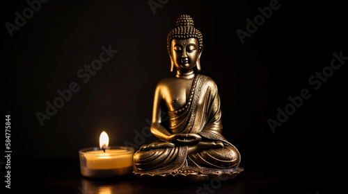 golden buddha statue  Generative Ai