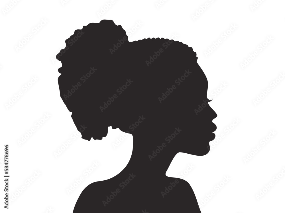 black silhouette vector of a african female beauty