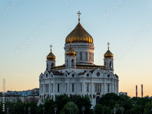 MOSCOW - MAY 17 2021: Orthodox Church of Christ the Savior In spring day on May 17, 2021 in Moscow, Russia