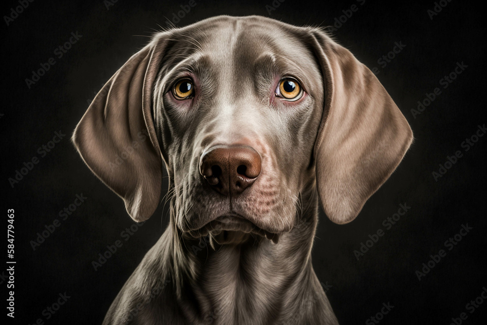 Majestic Weimaraner Dog on Dark Background: A Perfect Portrayal of Intelligence, Loyalty, and Grace