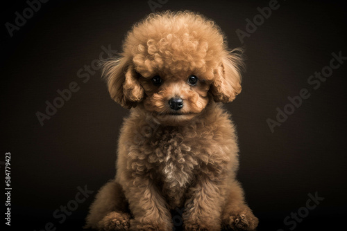 Elegant and Playful Toy Poodle Dog on Dark Background: The Perfect Combination of Charm and Intelligence © ThePixelCraft