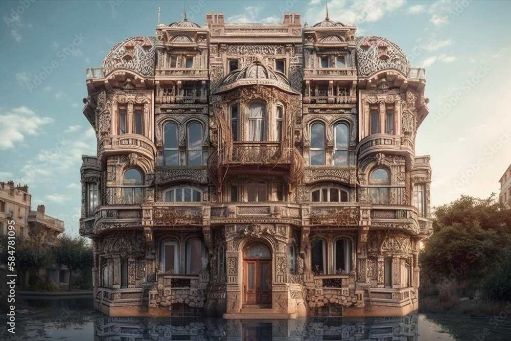 Fototapeta premium Surreal impossible architecture building