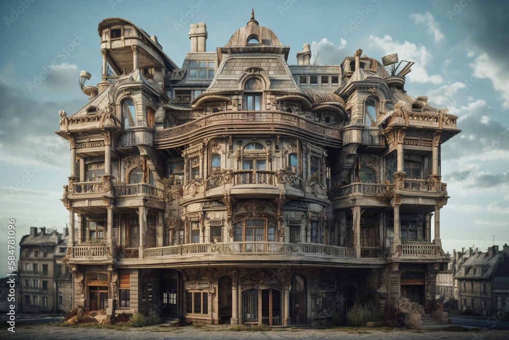 Fototapeta premium Surreal impossible architecture building