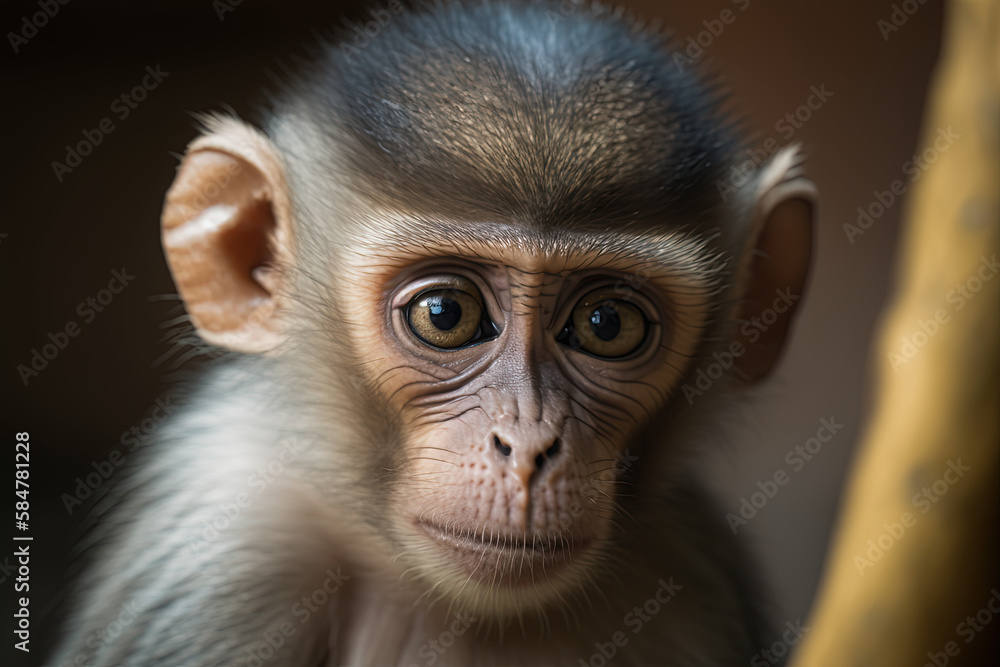 Portrait of monkey in zoo. Ai generated. Portrait of monkey in zoo. Ai generated.