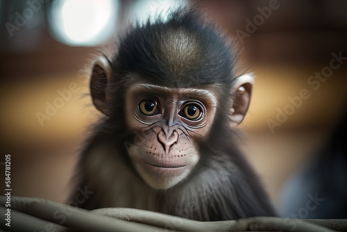 Portrait of monkey in zoo. Ai generated.  © Ярослав Антонюк