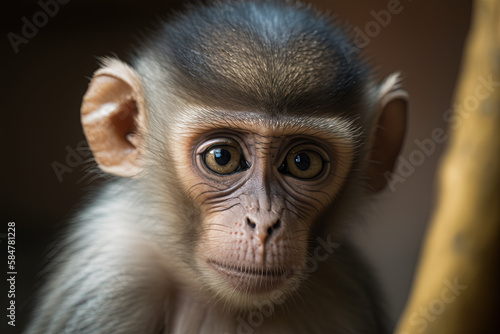 Portrait of monkey in zoo. Ai generated. 