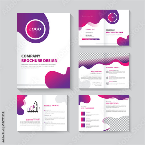 8 pages company profile brochure template or creative buiness bifold brochure design