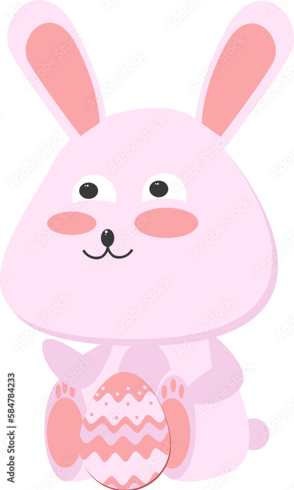 Fototapeta premium a bunny symbol complemented by a pink easter egg to celebrate Easter day for people of various Christians 