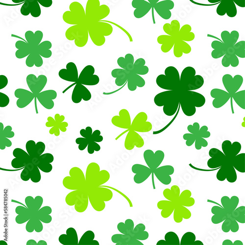 Seamless shamrock pattern for St. Patrick's day celebrate. Vector background.