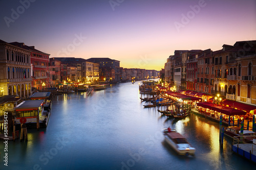 Canale Grande at dusk with vibrant sky, Venice, Italy