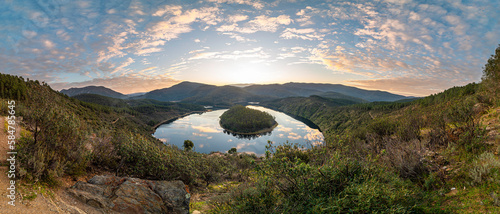 The Meandro del Melero is one of the most representative natural sites in the region of Las Hurdes, Riomalo de Abajo, Extremadura, Spain.
