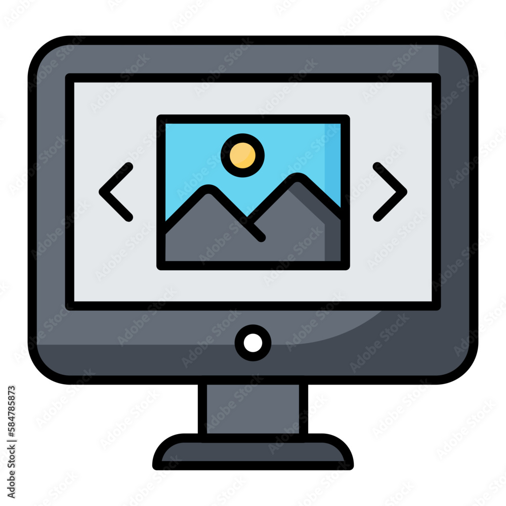 Computer Picture Line Color Icon Computer Picture Line Color Icon