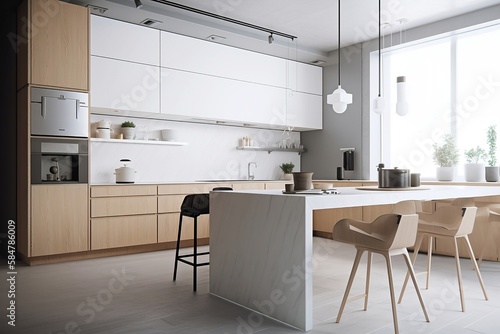 minimalistic modern kitchen interior chair and table design