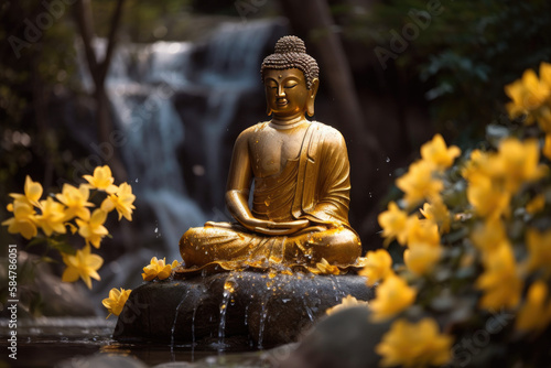 Buddha is doing meditation, generative AI © Kien