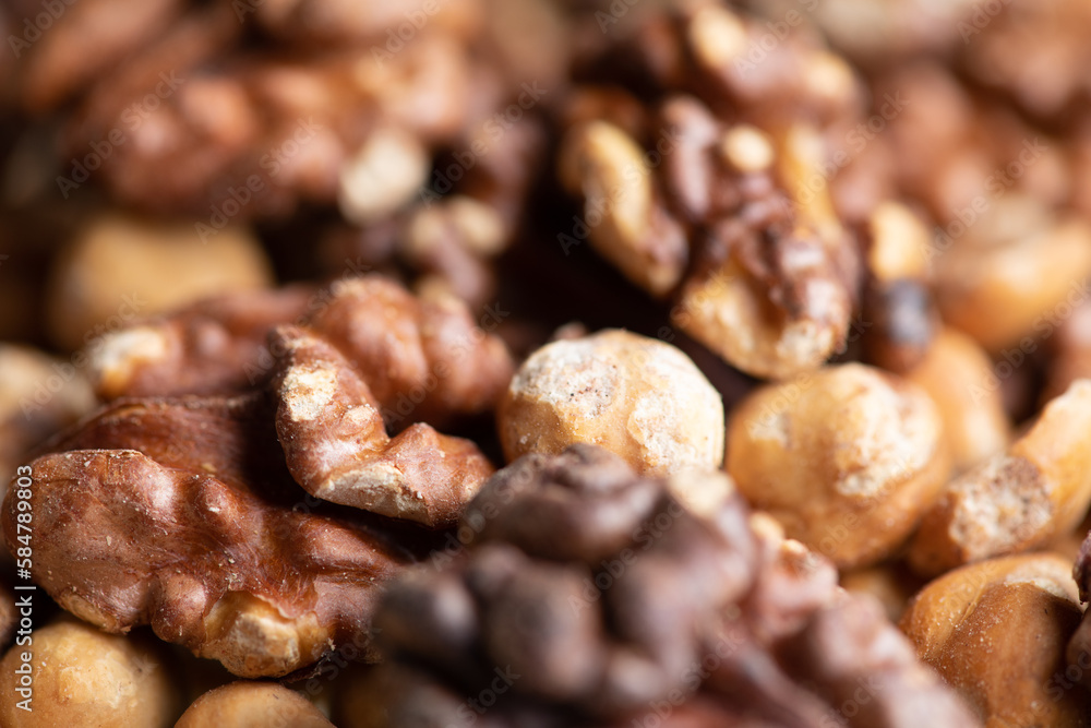 Obraz premium Macro view on a nuts mix