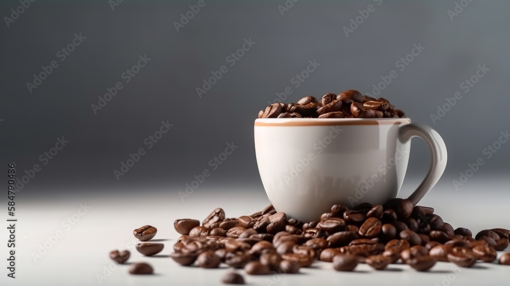 Cup filled with coffee beans Generative AI Cup filled with coffee beans Generative AI