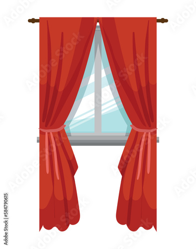 Vector of window with curtain.