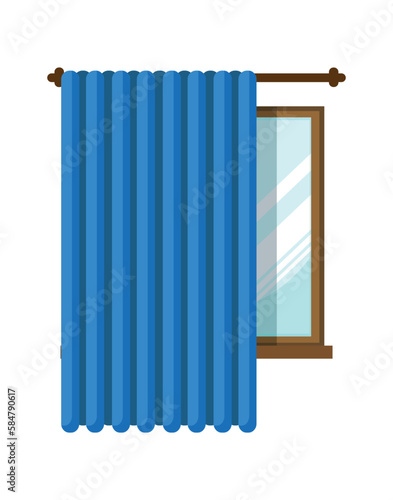 Vector of window with curtain.