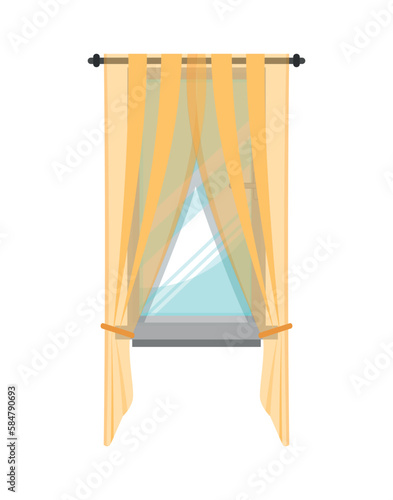 Vector of window with curtain.