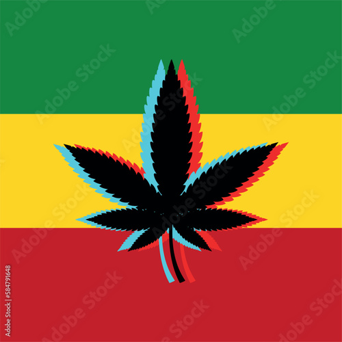 Marijuana leaves. medical cannabis. Rastafarian flag with hallucinogenic cannabis leaf vector illustration